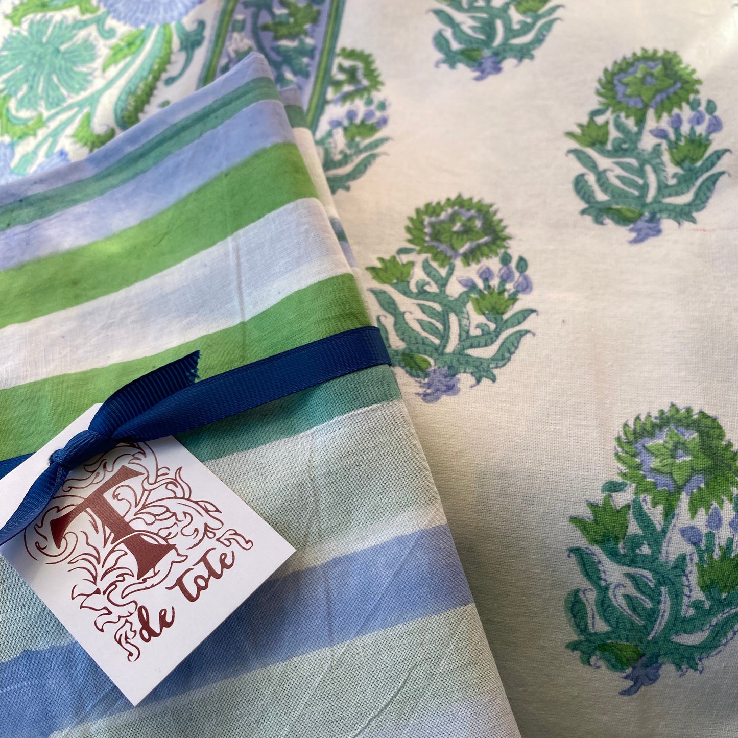 PACK 4 SERVILLETAS RAYAS AZULES Y VERDES