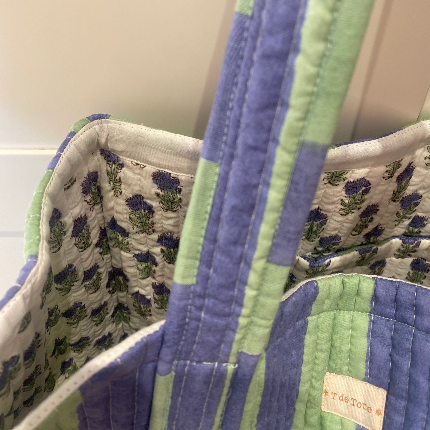 TOTE BAG RAYAS AZUL Y VERDE