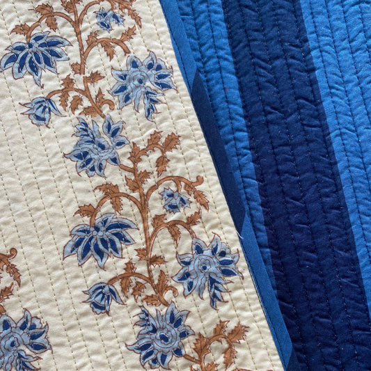 RAYA ANCHA AZUL Y FLOR