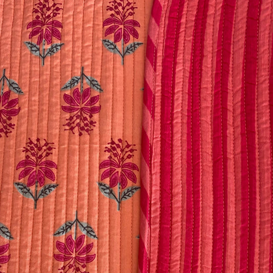 FLOR Y RAYA SALMON Y FUCSIA