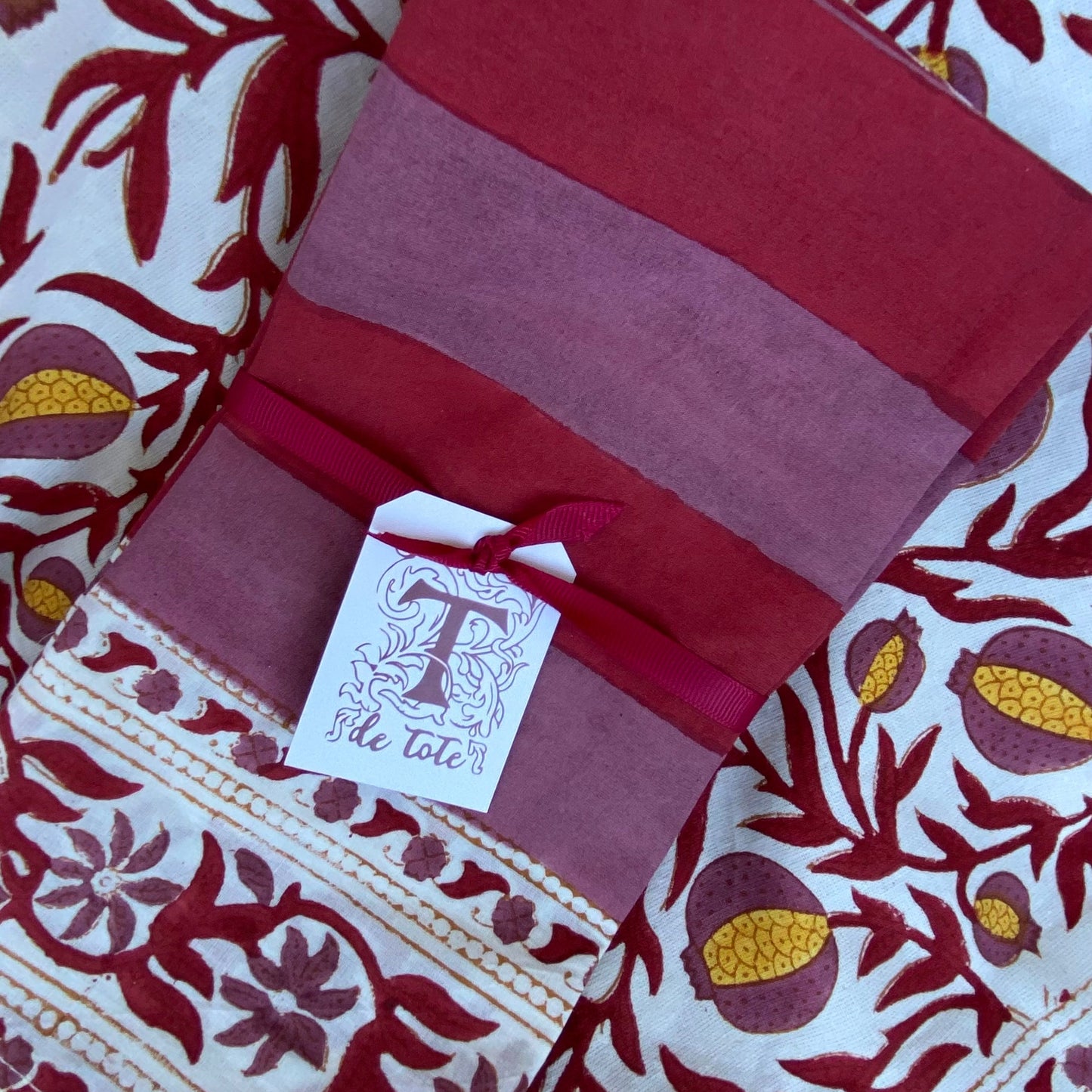 PACK 4 SERVILLETAS  RAYAS ROSA CON FLOR