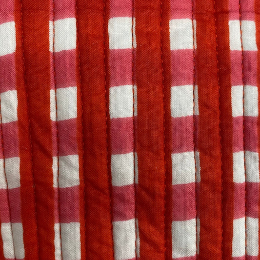 RAYAS Y CUADROS  FUCSIA Y NARANJA