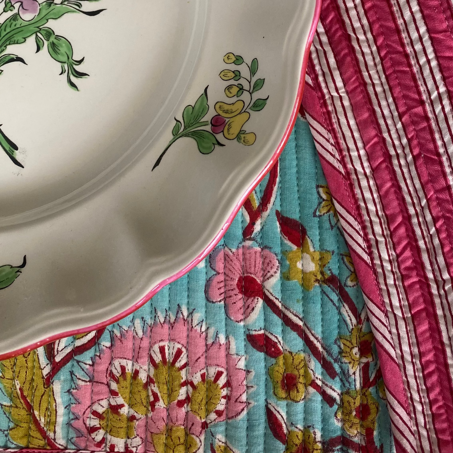 TURQUESA Y RAYA ROSA